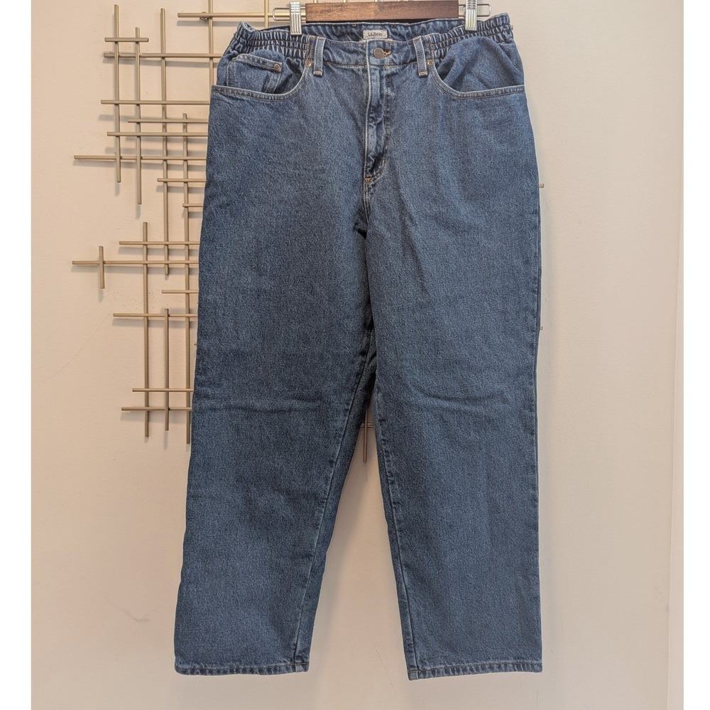 LL Bean Jeans Blue Flannel Lined Original Fit Relaxed Sz 16P Gorpcore Utility